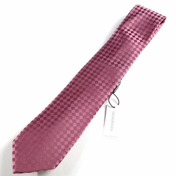 新品1円～★定価1.3萬 CK Calvin Klein カルバンクライン 日本制 シルク絹100％ネクタイ 織柄 ボルドー 本物 ◆3946◆