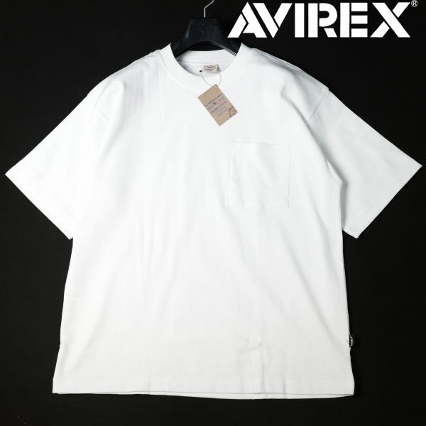 新品1円～★AVIREX アヴィレックス メンズ 半袖 コットン綿 リブ ルーズフィット クルーネック Tシャツ L 抗菌 消臭加工 本物 ◆B1217◆