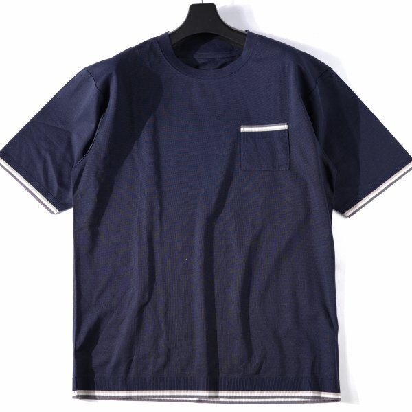 新品1円～★定価1.2萬 g-stage ジーステージ メンズ 今期春夏新作 半袖 リブスタート ライン 半袖 Tシャツ 48 L カットソー 本物 ◆4124◆