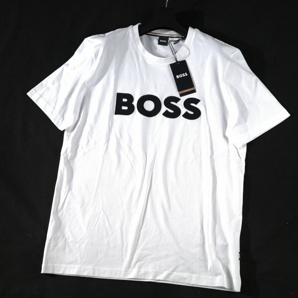 新品1円～★定価1.5萬 BOSS ボス メンズ 最高級ライン ロゴ コットン綿 半袖 クルーネックTシャツ XL 白 ホワイト ヒューゴボス ◆A3024◆