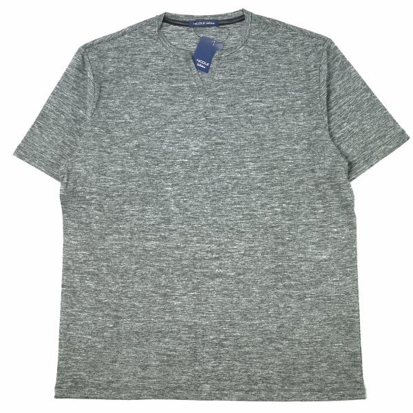新品1円～★ニコル セレクション NICOLE selection メンズ ストレッチ 半袖 デザインカットソー 50 LL グレー Tシャツ 本物 ◆4232◆