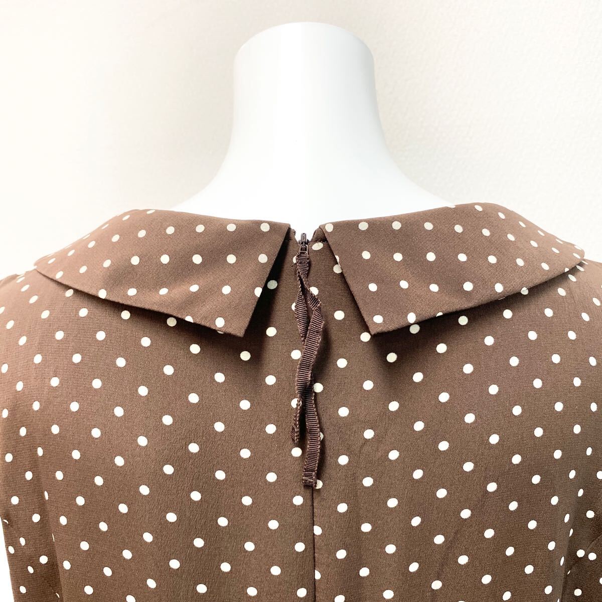 Me13 FOXEY フォクシー ノースリーブワンピース ドット柄 プリーツスカート トップス バックファスナー◎ 42 L相當(dāng) レディース 女性服