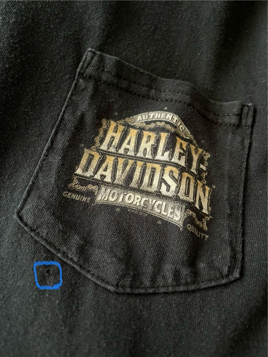 ★Harley-Davidson★OF ST.MAARTEN★両面プリント★ポケット★Tシャツ★HARLEY-DAVIDSON★BLACK★T-shirt★Harley Pocket T★ＸL★