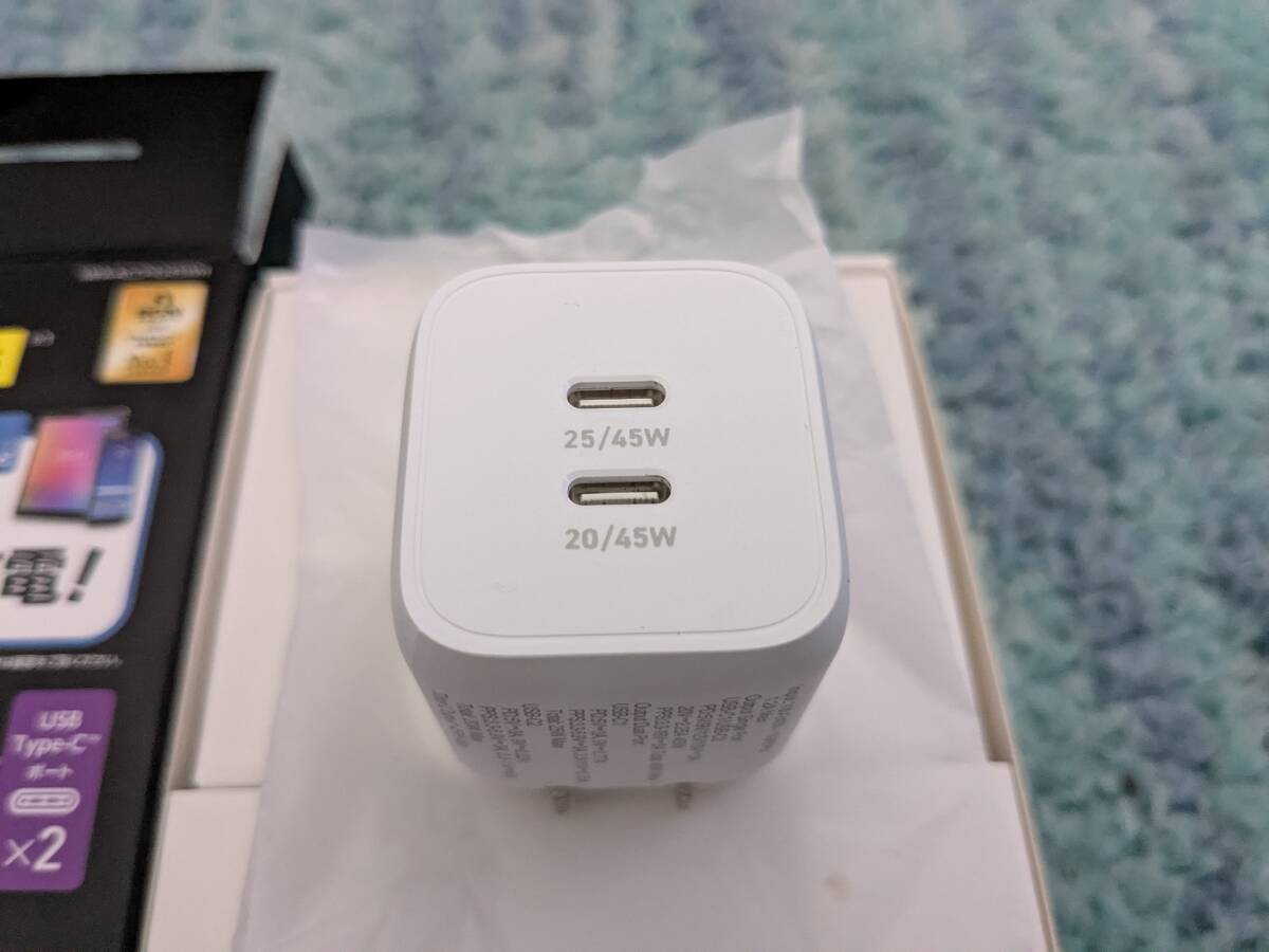 ◎0705u1542　エレコム 充電器 Type-C 2ポート 45W USB PD対応 PPS対応 Magsafe3対応 折りたたみ式プラグ ホワイト MPA-ACCP4245WH