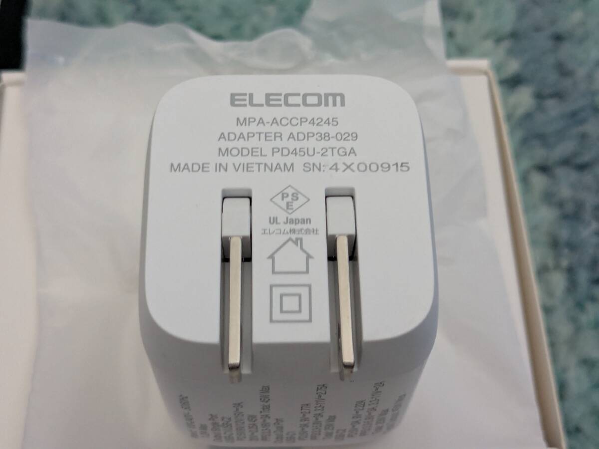 ◎0705u1542　エレコム 充電器 Type-C 2ポート 45W USB PD対応 PPS対応 Magsafe3対応 折りたたみ式プラグ ホワイト MPA-ACCP4245WH