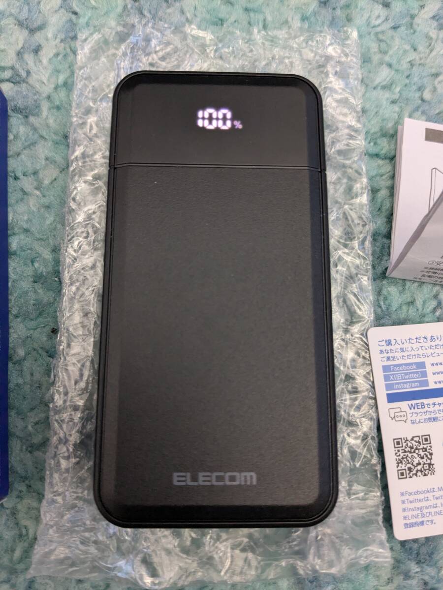 ◎0705u0137　エレコム モバイルバッテリー 30W 10000mAh 残量表示 PD対応 3ポート Type-C×2 USB-A×1 ケーブル別売 ブラック EC-C23LBK
