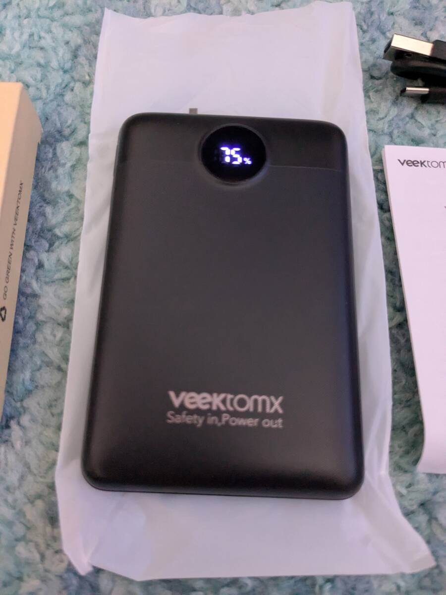 0705u2624　VEEKTOMX モバイルバッテリー 薄型 10000mAh 携帯充電器 22.5W PD QC USB Type-C出力/入力ポート ブラック