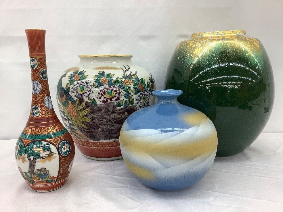 九谷焼/竜昇/正峰/庄三/清峰 花瓶/花器/壺/陶器/一輪差し 4点