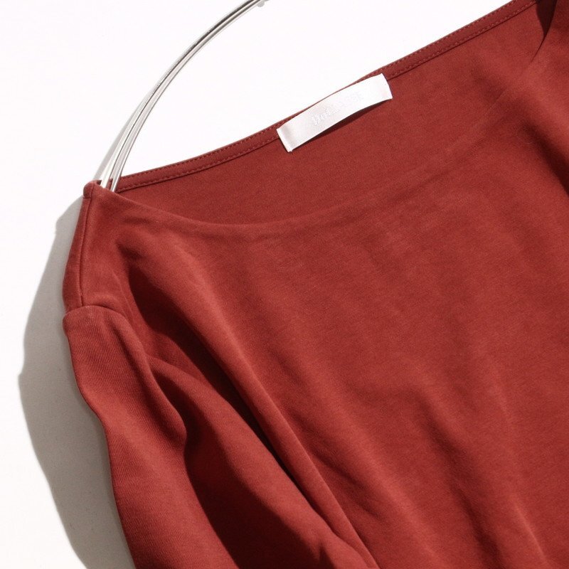 美品 DoCLASSE ドゥクラッセ ミセス シンプル 夏 大きいサイズ 半袖 Tシャツ カットソー XL ブラウン 茶色 無地 シンプル ハリ ストレッチ_画像2