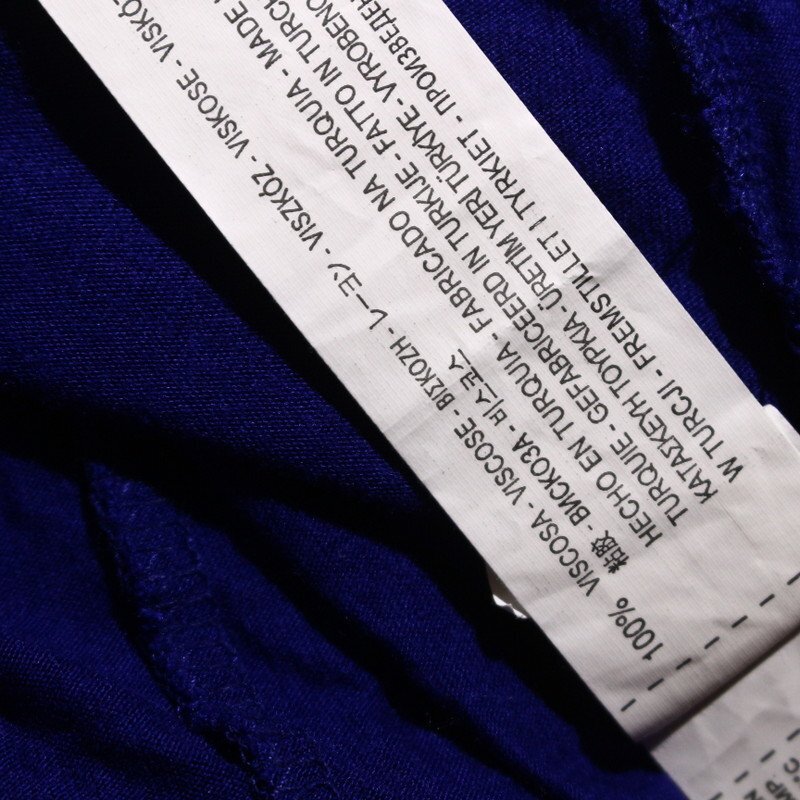 美品 ZARA ザラ レザーパイピング ストレッチ レーヨン 長袖 Tシャツ S ネイビー 紺 ブラック 黒 ドルマンカットソー カットソー 無地_画像3