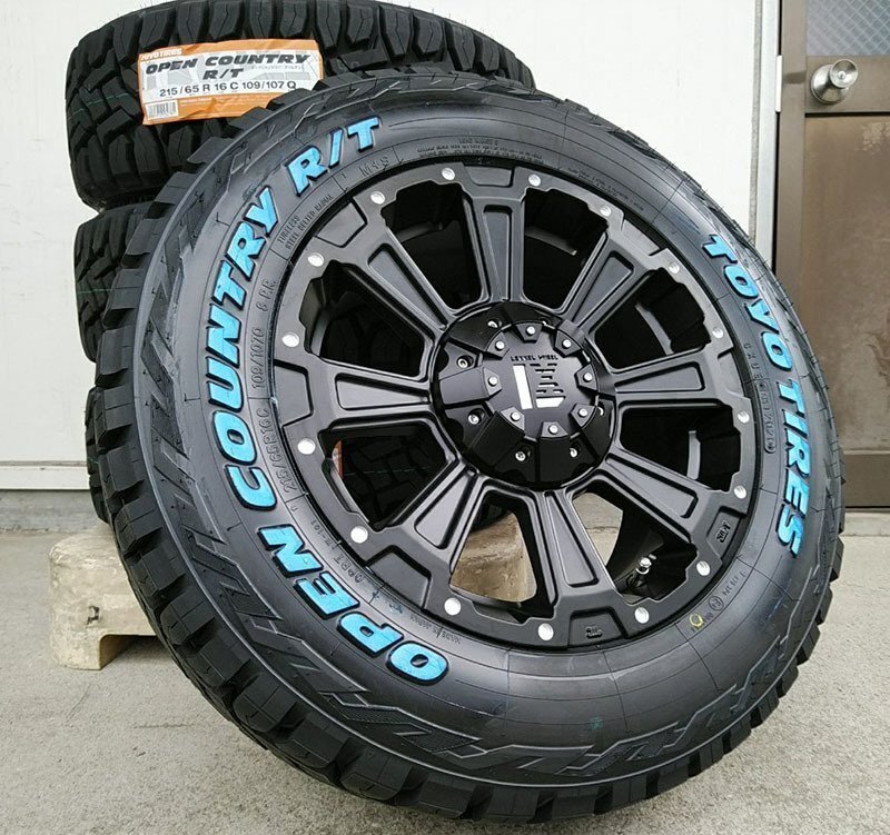 TOYO OPENCOUNTRY RT 215/65R16 ホワイトレター 車検対応 ハイエース200系 タイヤホイールセット 16インチ DeathRock