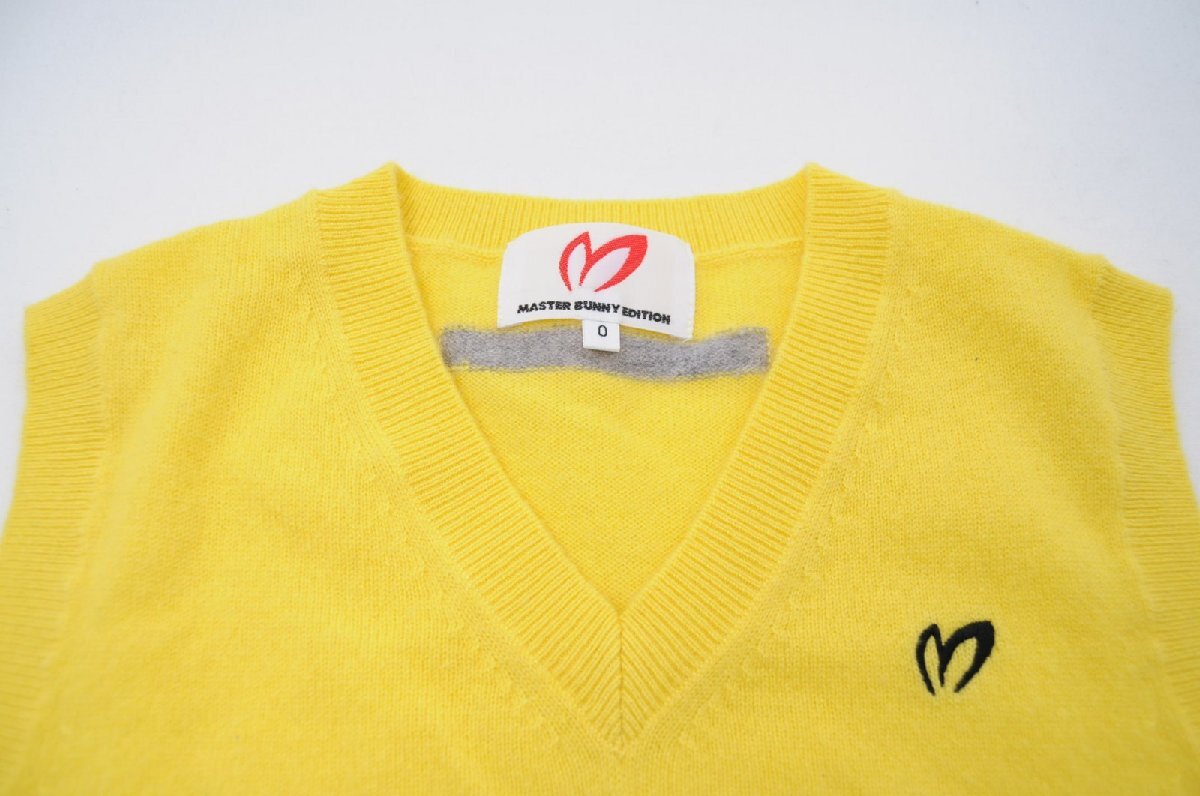 coco 中古【SALE】マスターバニーエディション レディース ベスト 0(S) 黄色 Vネックニット カシミヤ100％ ネコパケ発送可 59769_画像3