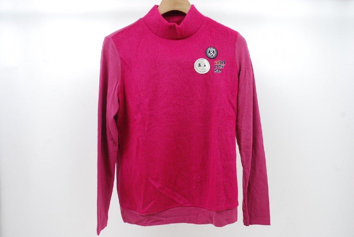 coco 中古【値下げ】 アンパスィ and per se レディース 長袖シャツ L ピンク ハイネック レターパックプラス発送可　84816_画像1