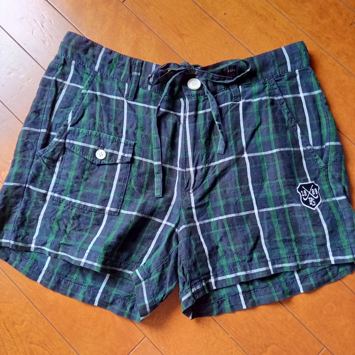 パーリーゲイツ ゴルフ レディース ショートパンツ チェック 夏 麻