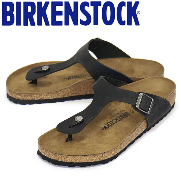 BIRKENSTOCK (ビルケンシュトック) 845251 GIZEH ギゼ オイルドレザーサンダル BLACK レギュラー幅 BI242 41-約26.5cm