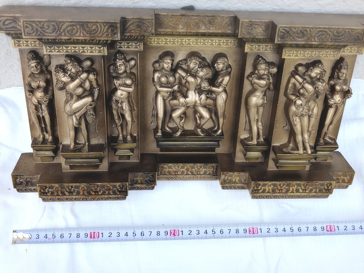 インド神話　 希少 愛の賛歌 レリーフミトゥーナ像 ヒンズー教 美術(shù)工蕓品　金屬　歓喜天　シバ神　箱なし　アンティーク 置物　