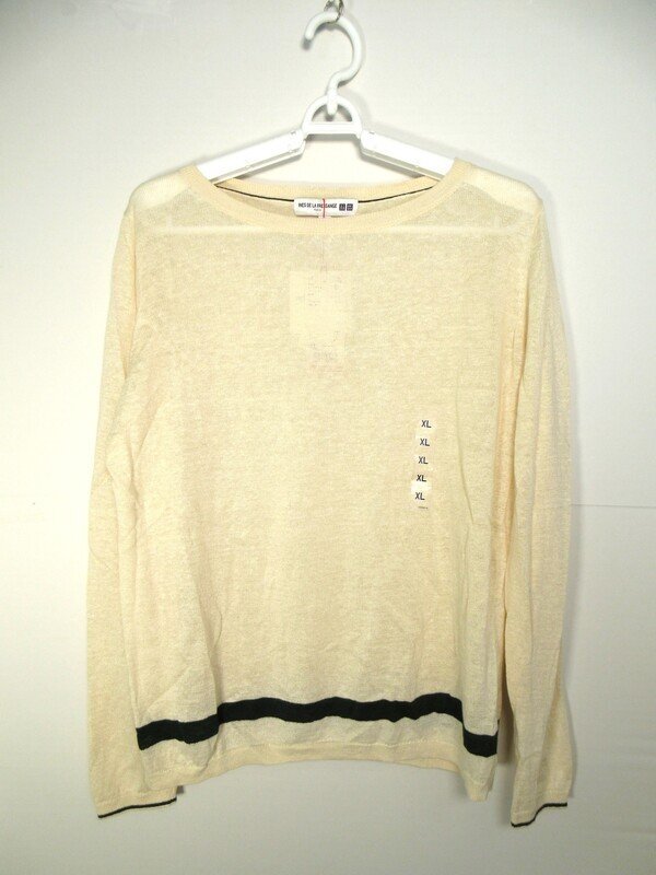 UNIQLO 新品タグ付★未使用　レディース 麻100％トップス サイズXL ベージュ ユニクロ MM1079_画像1