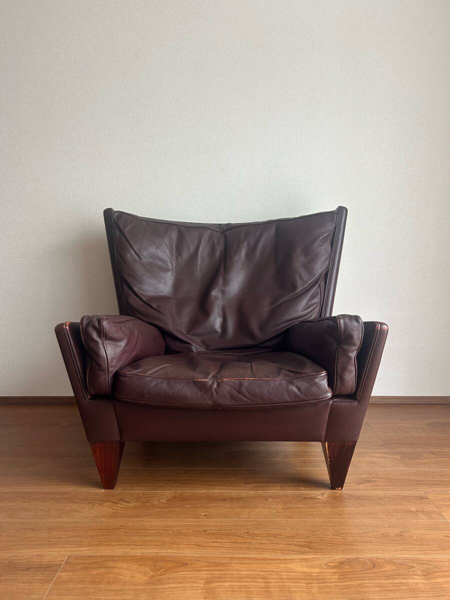 Illum Wikkelso Gubi 1960's model V11 ラウンジチェア 茶本革 デンマーク ヴィンテージ｜アームソファ 北歐 ウェグナー フリッツハンセン