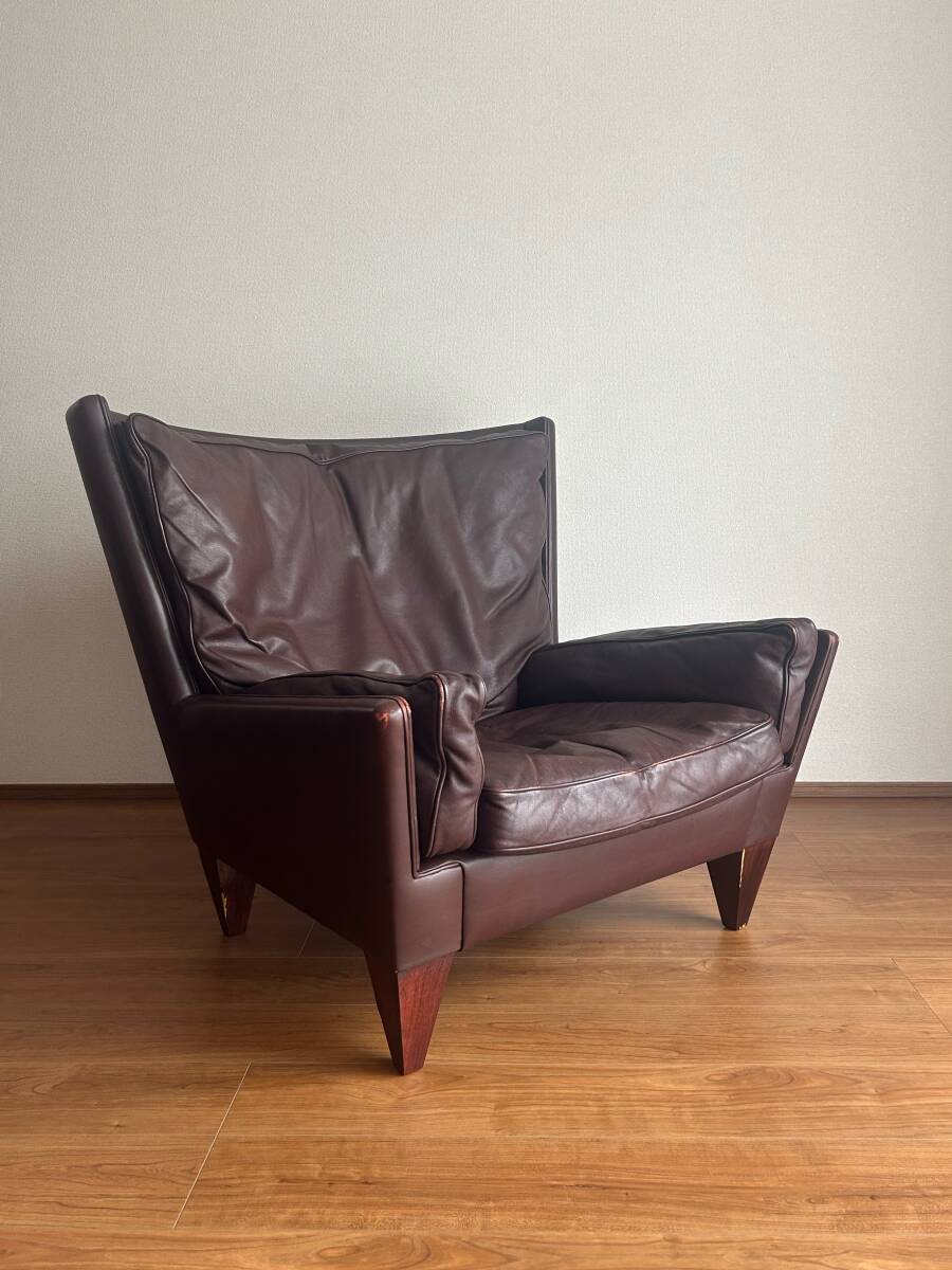Illum Wikkelso Gubi 1960's model V11 ラウンジチェア 茶本革 デンマーク ヴィンテージ｜アームソファ 北歐 ウェグナー フリッツハンセン