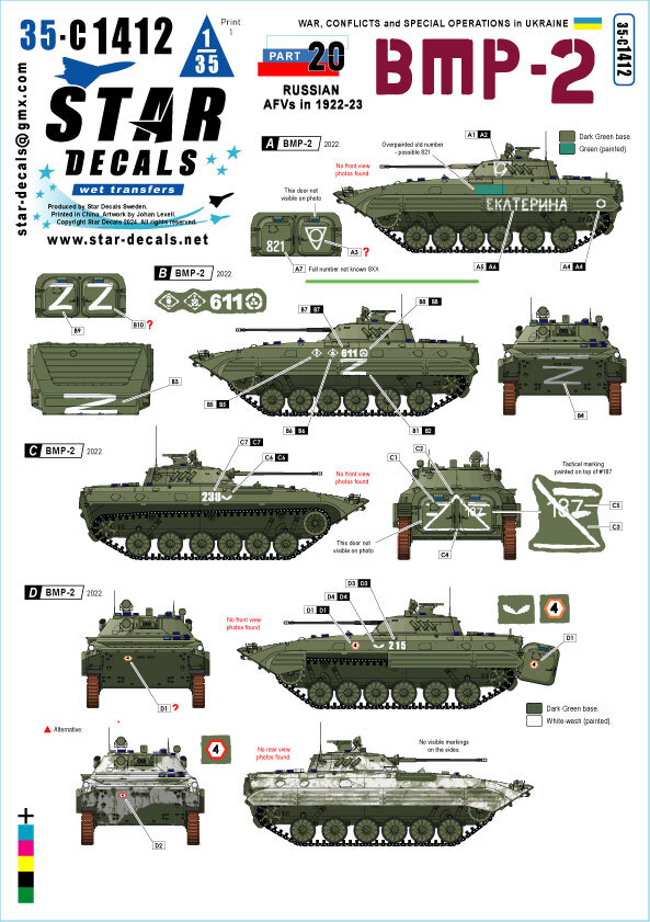 スターデカール 35-C1412 1/35 ウクライナの戦爭(zhēng)＃20 2022-23年 ロシア BMP-2