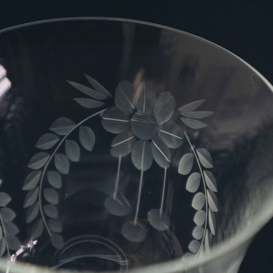 ドイツ制 WMF ヴェーエムエフ GLAS GALERIE ワインワイングラス2客セット ペア 花柄 彫刻◆170f04