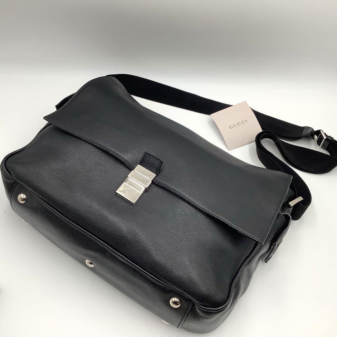 GUCCI大人のメンズオールレザーメッセンジャーバック