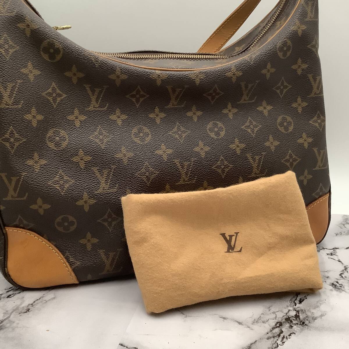 1円 美品 ルイヴィトン Louis Vuitton ブローニュ ショルダーバッグ ハンドバッグ モノグラム 肩掛け 斜め掛け ベタなし 保存袋あり