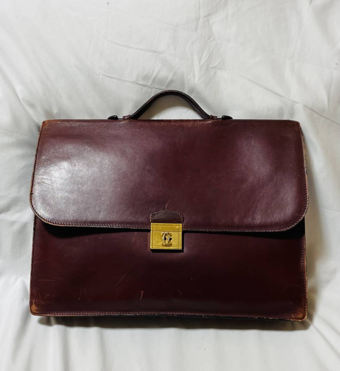 ヴィンテージ カルティエ Cartier  マストライン レザー ロゴ  ビジネスバッグ A4入 _画像2