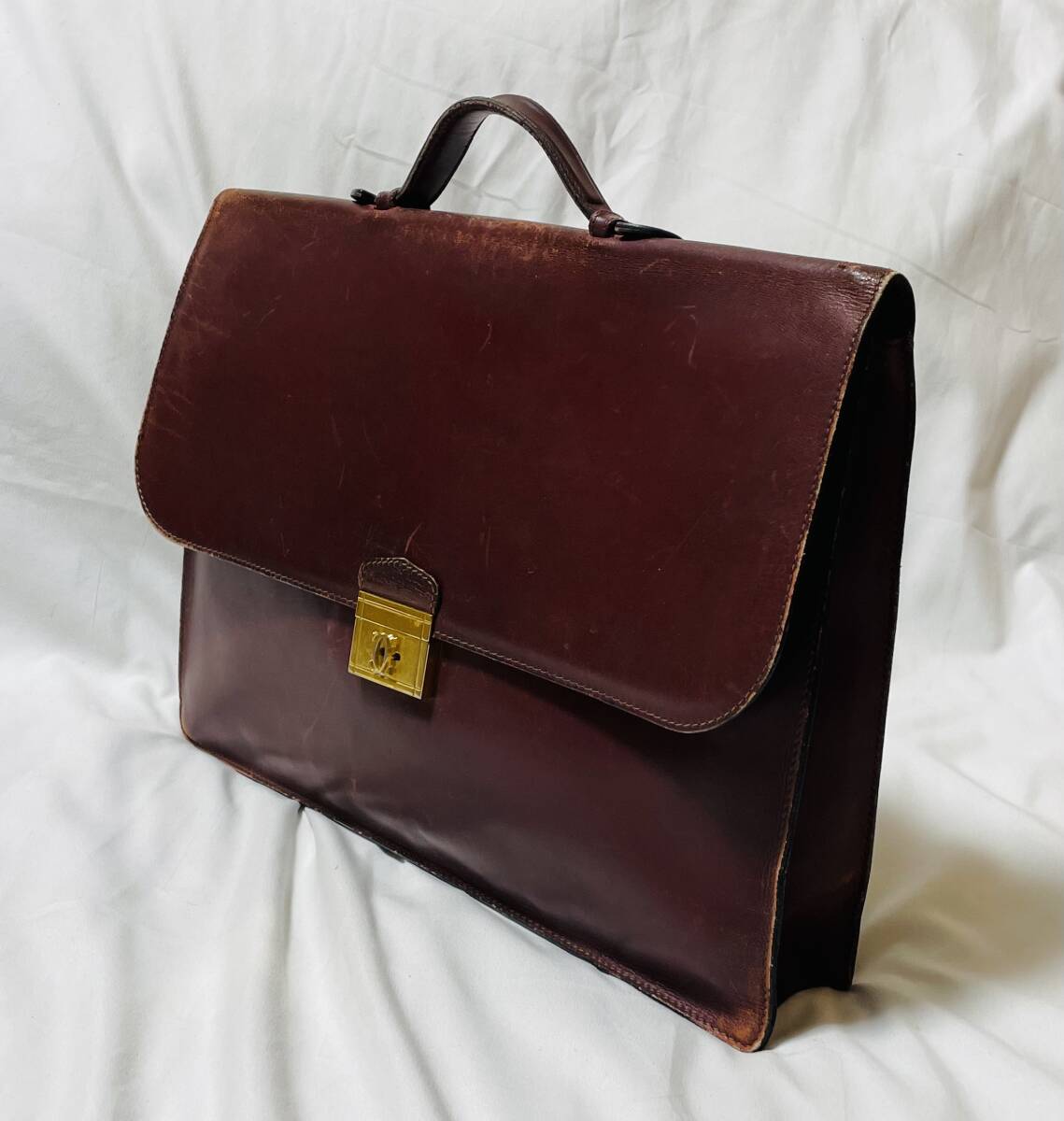 ヴィンテージ カルティエ Cartier  マストライン レザー ロゴ  ビジネスバッグ A4入 _画像1