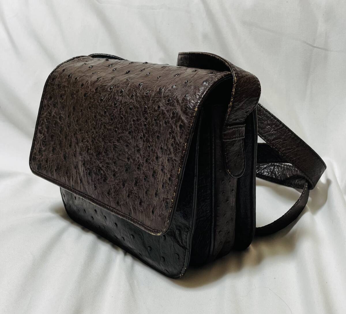 ヴィンテージ LOEWE ロエベ アナグラム金具　オーストリッチ ショルダーバッグ