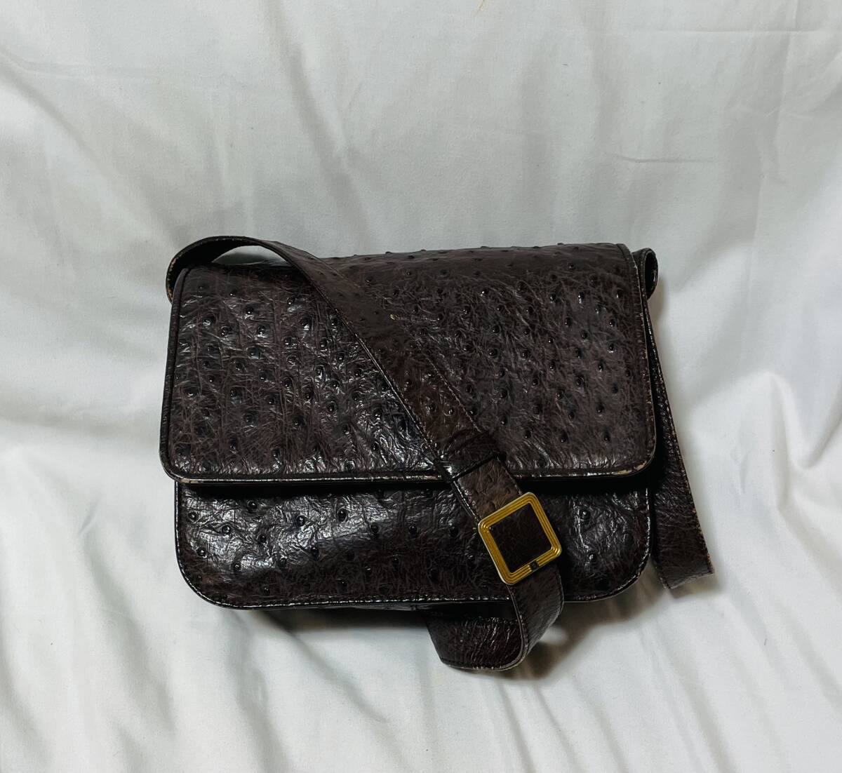 ヴィンテージ LOEWE ロエベ アナグラム金具　オーストリッチ ショルダーバッグ
