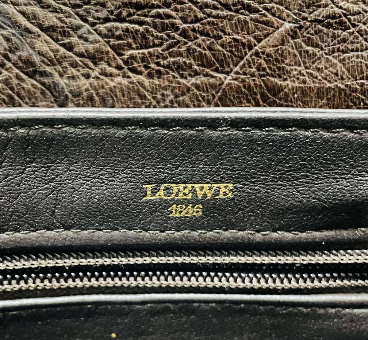 ヴィンテージ LOEWE ロエベ アナグラム金具　オーストリッチ ショルダーバッグ