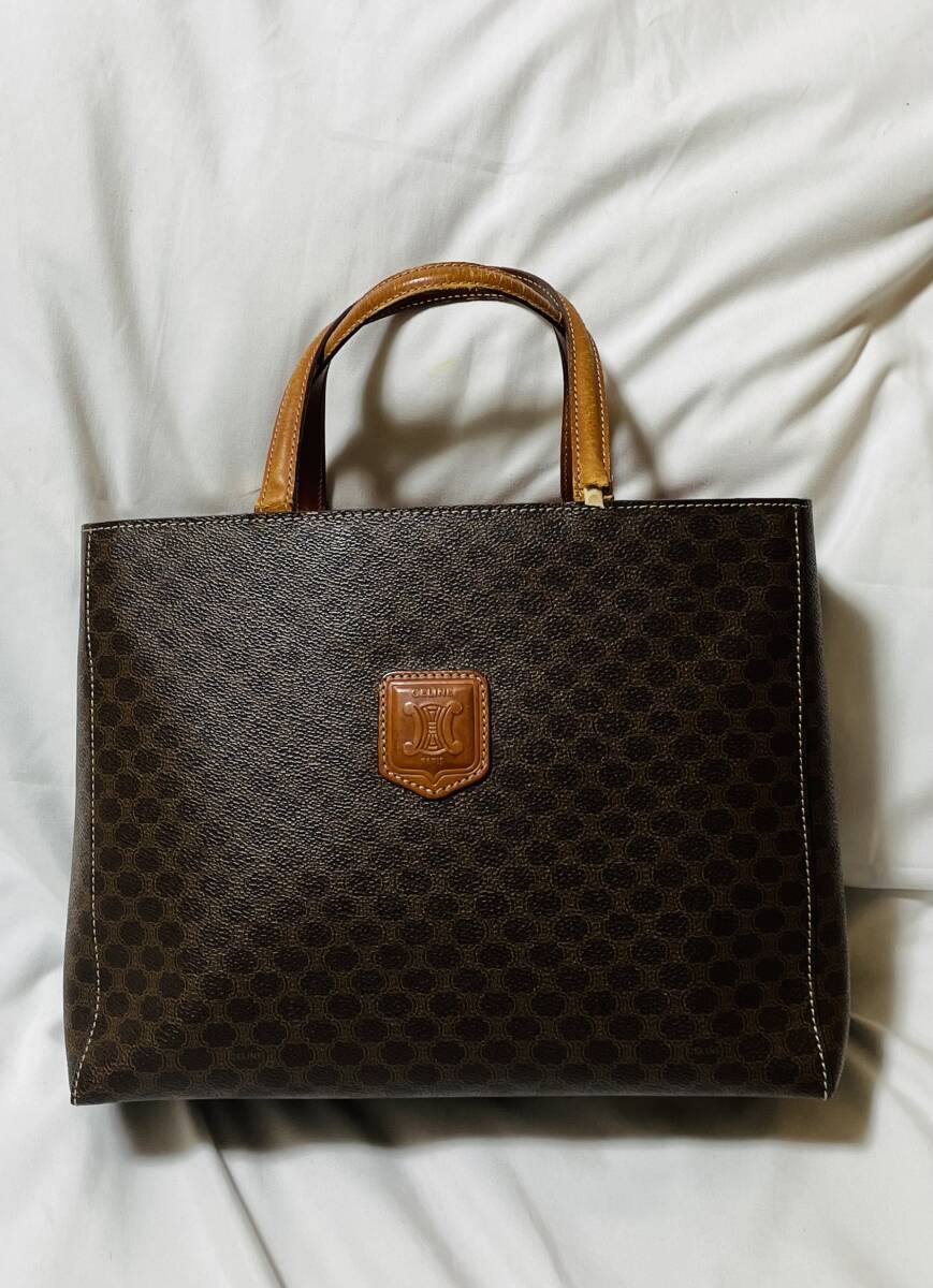 イタリア制　ヴィンテージ　セリーヌ 　CELINE マカダム柄　トリオンフ　ハンドバッグ　トートバッグ