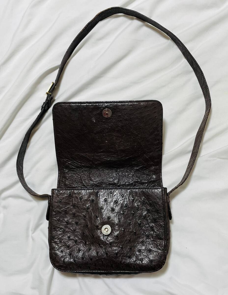 ヴィンテージ LOEWE ロエベ アナグラム金具　オーストリッチ ショルダーバッグ