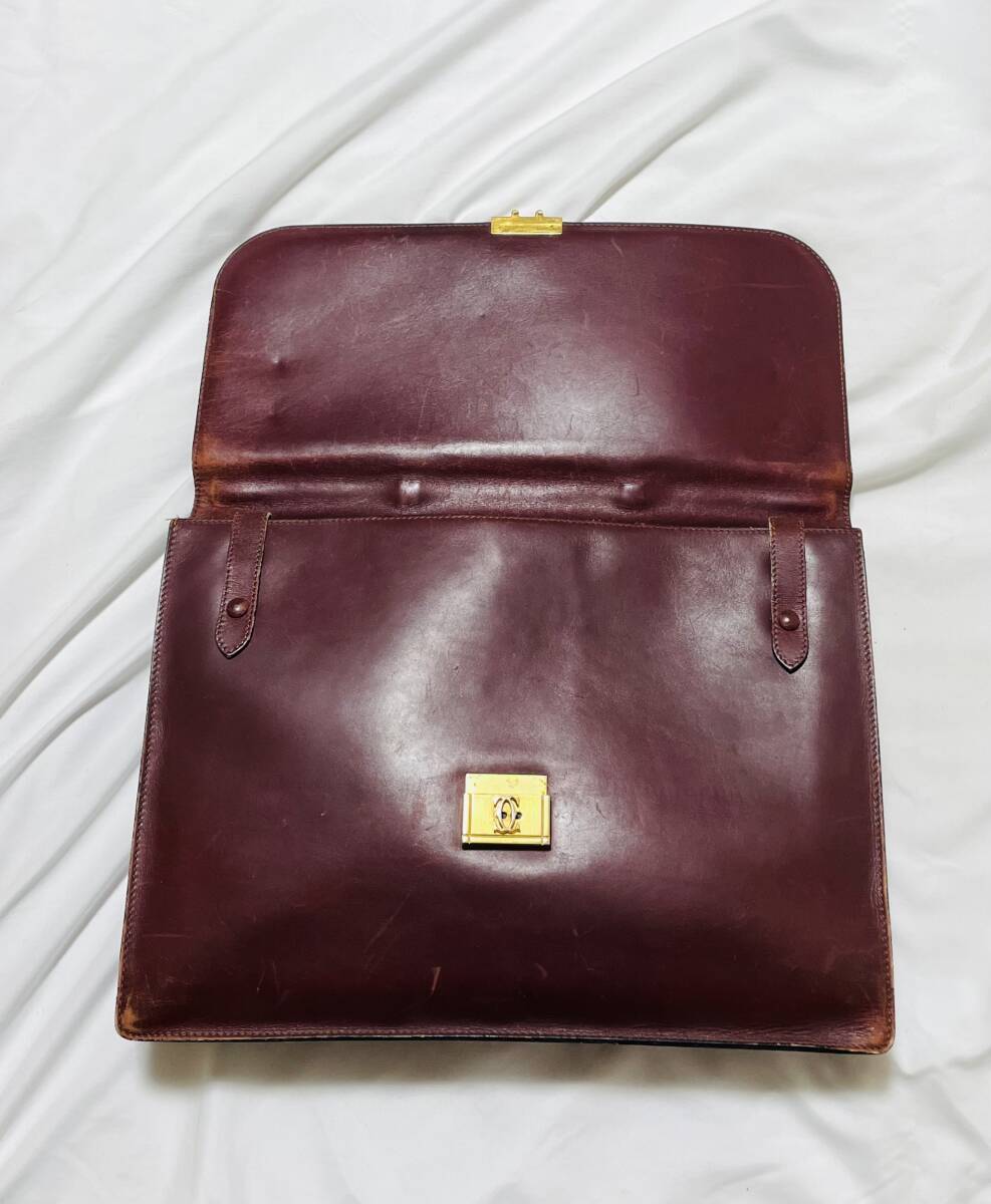 ヴィンテージ カルティエ Cartier  マストライン レザー ロゴ  ビジネスバッグ A4入 _画像8