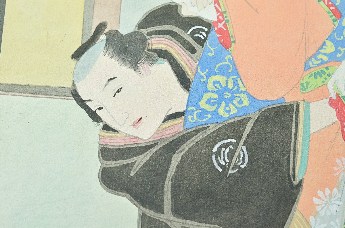 YB】肉筆春画22点・黒漆蒔絵松井戸紋専用本・専用ケース付属
