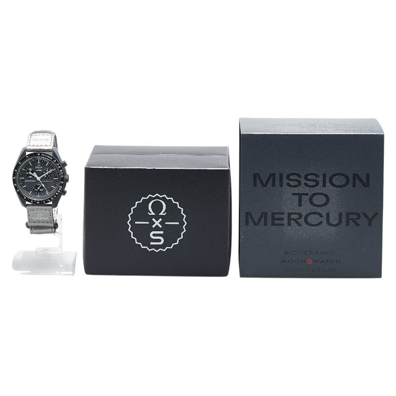 オメガ ×スウォッチ ムーンスウォッチ MISSION TO MERCURY 腕時(shí)計(jì) SO33A100 クオーツ グレー文字盤 セラミック ナイロン OMEGA 【中古】