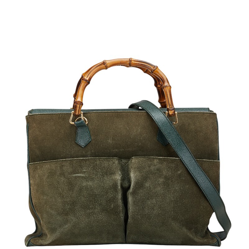 グッチ バンブー ハンドバッグ ショルダーバッグ 2WAY 002 2855 グリーン スウェード レザー レディース GUCCI 【中古】 その他