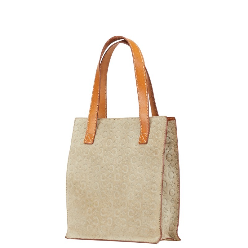 セリーヌ マカダム ハンドバッグ ベージュ スウェード レディース CELINE 【中古】