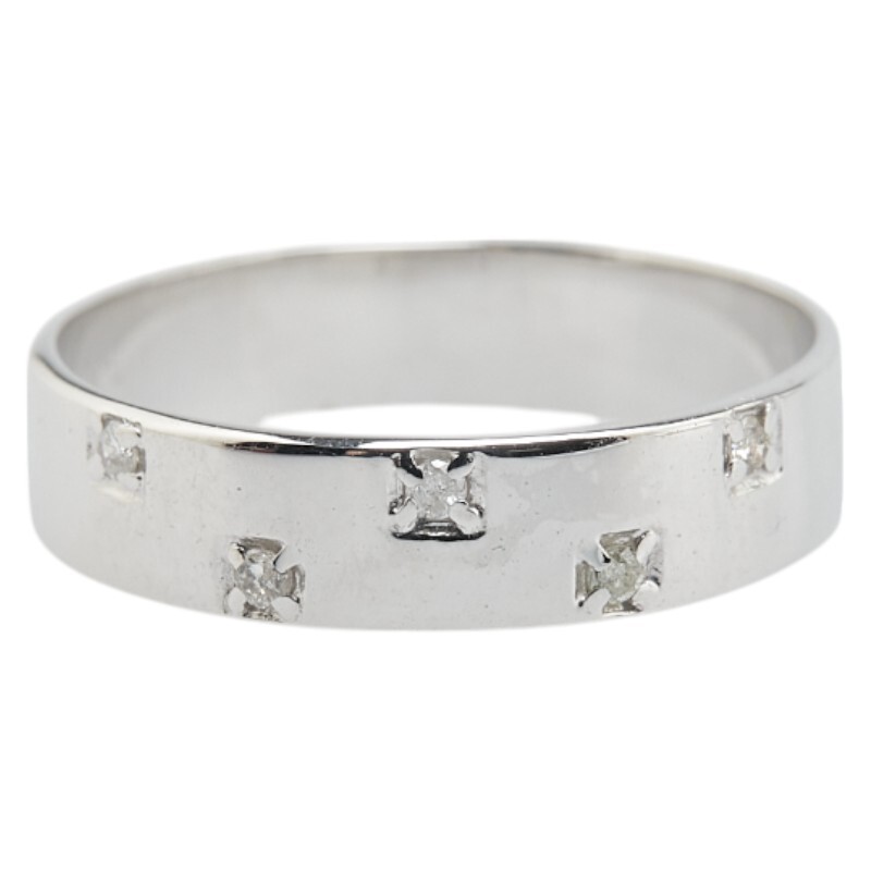 K18WG ホワイトゴールド ダイヤ0.05ct リング 指輪 レディース 13號(hào) 中古