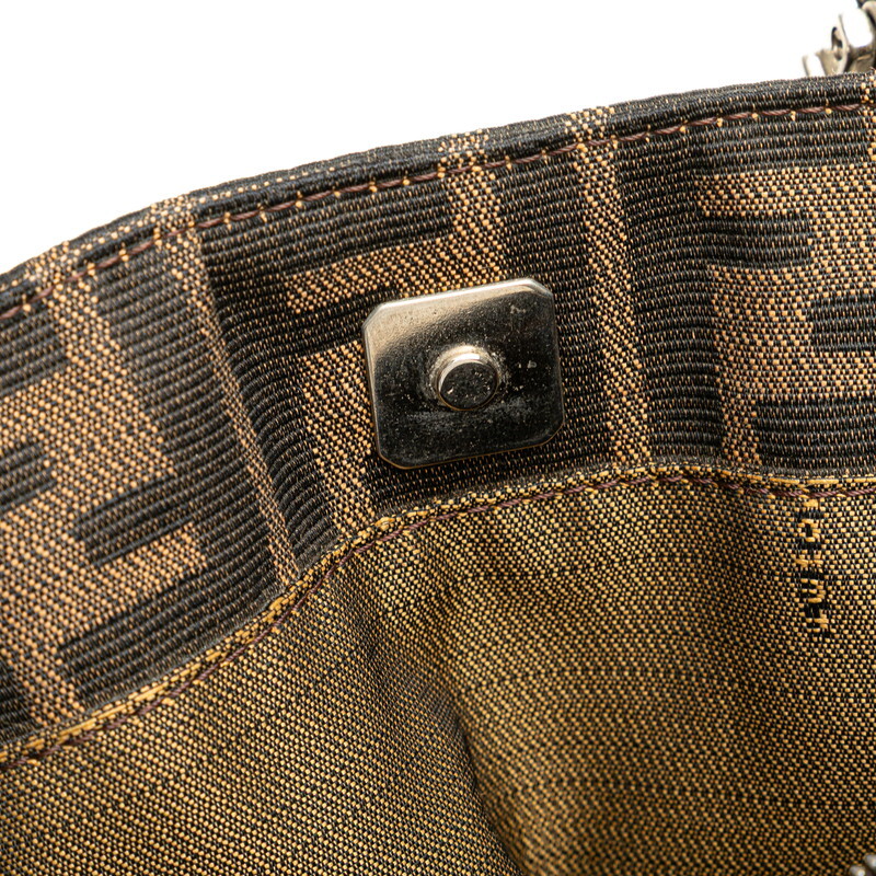 フェンディ ズッカ ハンドバッグ ブラウン キャンバス レザー レディース FENDI 【中古】