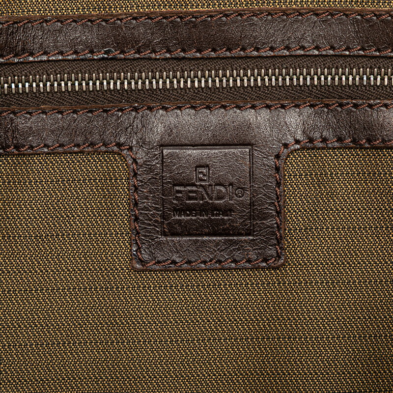 フェンディ ズッカ ハンドバッグ ブラウン キャンバス レザー レディース FENDI 【中古】