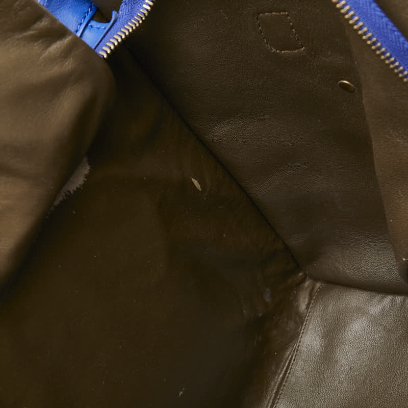 セリーヌ ラゲージ ミニショッパー ハンドバッグ ブルー レザー レディース CELINE 【中古】