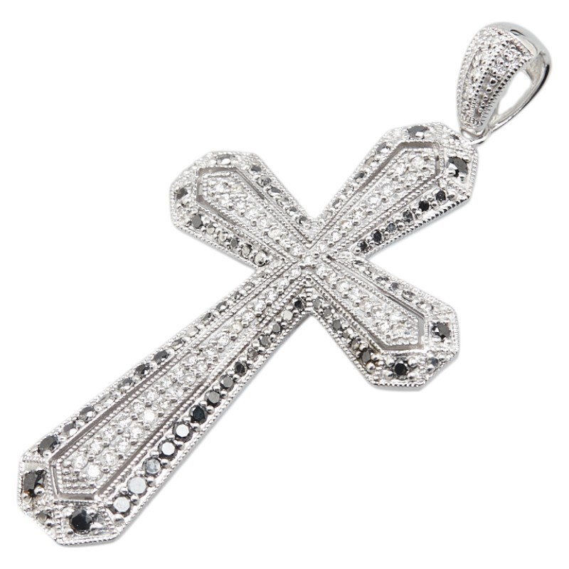  No-brand K14WG белое золото diamond 1.25ct Cross 10 знак . узор подвеска с цепью мужской no brand б/у 