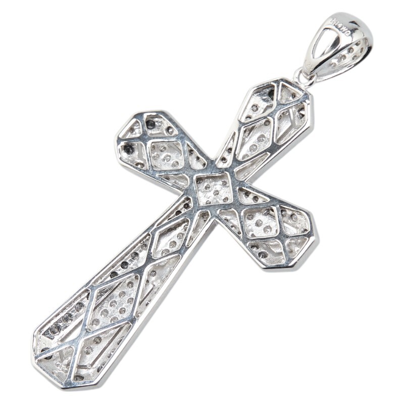  No-brand K14WG белое золото diamond 1.25ct Cross 10 знак . узор подвеска с цепью мужской no brand б/у 