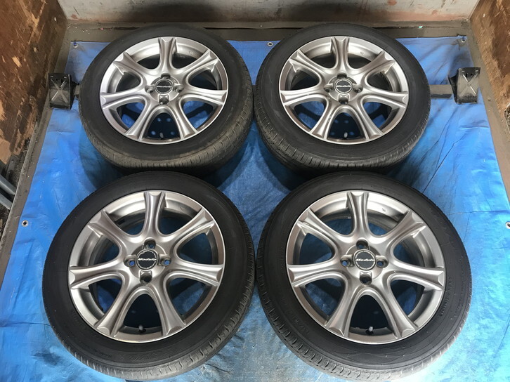 激安！タイヤホイールセット！Modulo 16-6J 4H/100 ET53 + 185/55R16 中古 國(guó)産タイヤ 4本 インサイト/フィット/シャトル等！HM001134