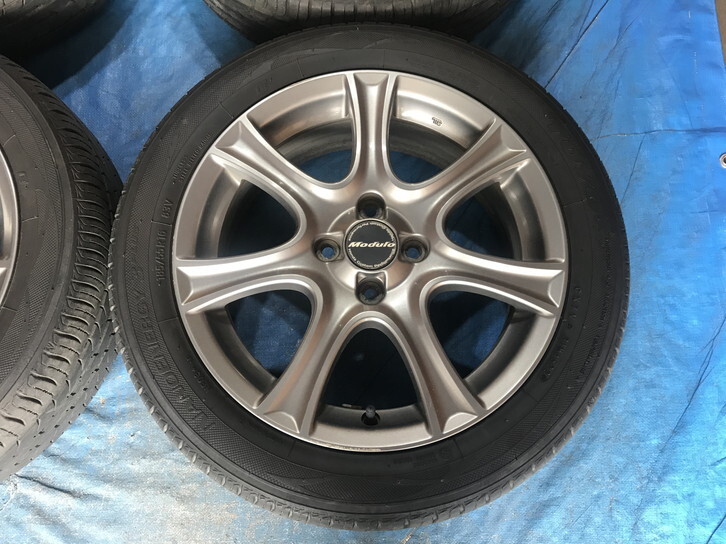 激安！タイヤホイールセット！Modulo 16-6J 4H/100 ET53 + 185/55R16 中古 國(guó)産タイヤ 4本 インサイト/フィット/シャトル等！HM001134