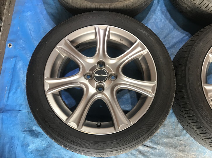 激安！タイヤホイールセット！Modulo 16-6J 4H/100 ET53 + 185/55R16 中古 國(guó)産タイヤ 4本 インサイト/フィット/シャトル等！HM001134