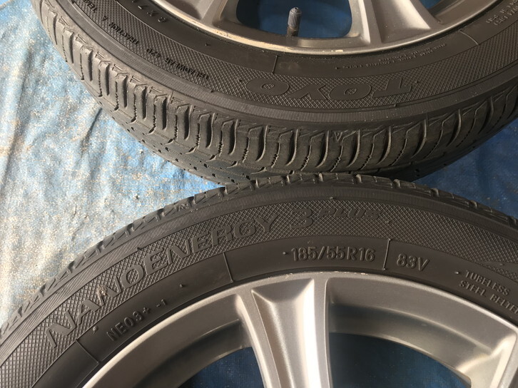 激安！タイヤホイールセット！Modulo 16-6J 4H/100 ET53 + 185/55R16 中古 國(guó)産タイヤ 4本 インサイト/フィット/シャトル等！HM001134