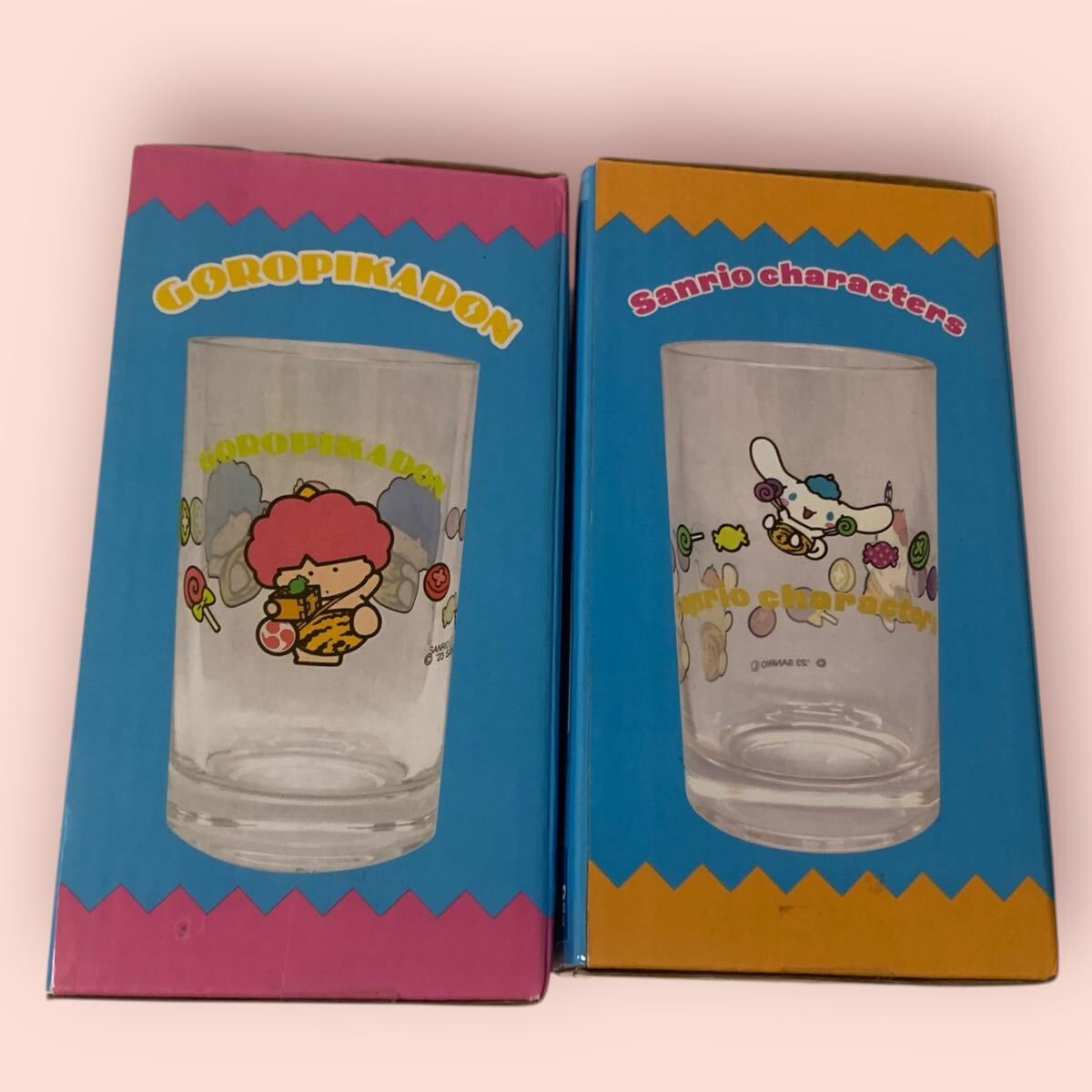未使用 非売品　 ゴロピカドン シナモロール ポチャッコ ポムポムプリン 雷様 レトロ グラス 2個セット サンリオキャラクターズ 2023 景品_画像5